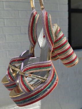 Azalea Wang Kinslee Embellished Platform Sandals